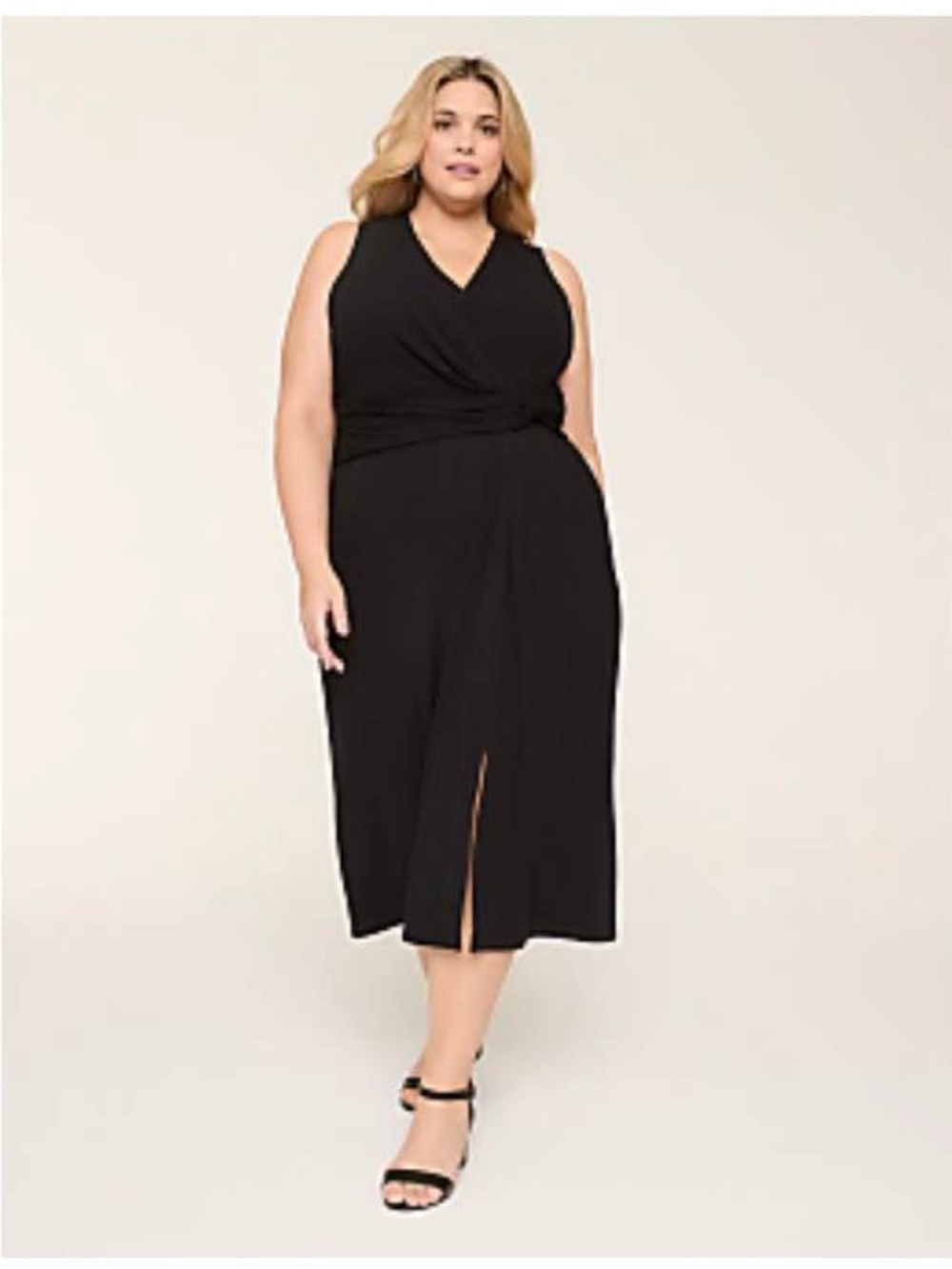 Lane Bryant NWT Black Sleeveless Wrap-Style Midi Dress
